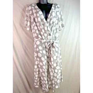 CB Established 1962 Dress Women's Midi Flutter Sleeve Flare Sheer Belted size 16